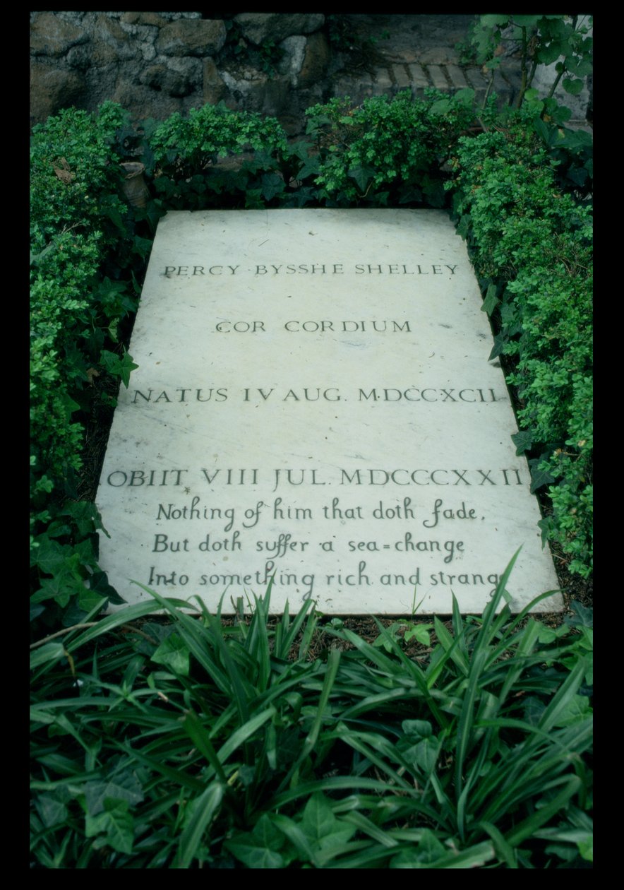 La tomba di Percy Bysshe Shelley (1792-1822) (foto b/n) da Unbekannt