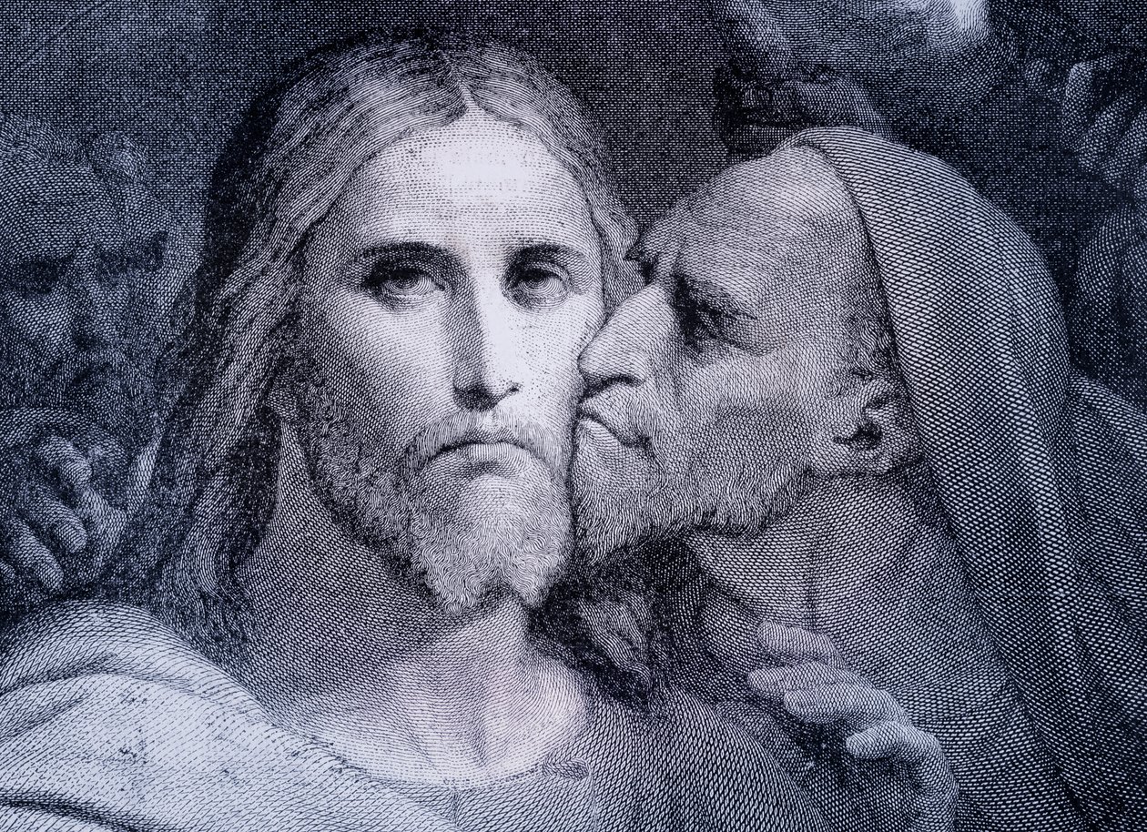 Il bacio - Giuda Iscariota bacia Gesù Cristo nel Giardino del Getsemani, da 