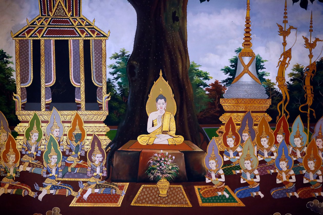 La vita del Buddha, affresco murale, tempio Wat Botum, Phnom Penh, 2022 (foto) da Unbekannter Künstler