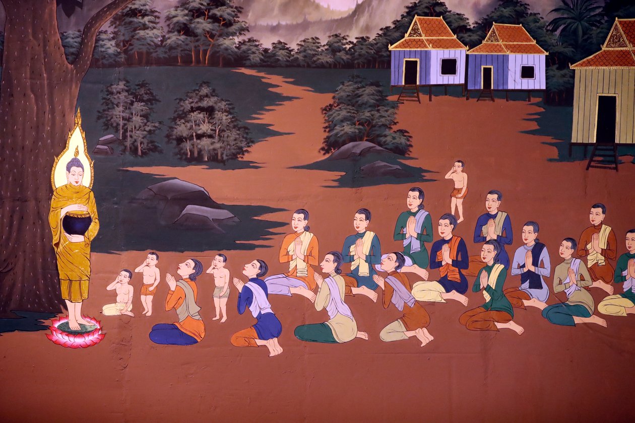 La vita del Buddha, affresco murale, tempio Wat Botum, Phnom Penh, 2022 da Unbekannter Künstler