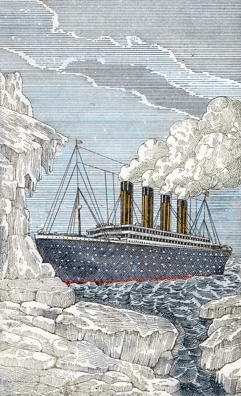 Il transatlantico Titanic colpisce un iceberg il 14 aprile da Unbekannter Künstler