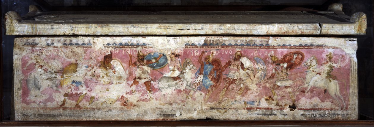 Sarcofago delle Amazzoni, decorato con scene di combattimento tra Greci e Amazzoni, da Tarquinia, IV secolo a.C. da Unbekannt