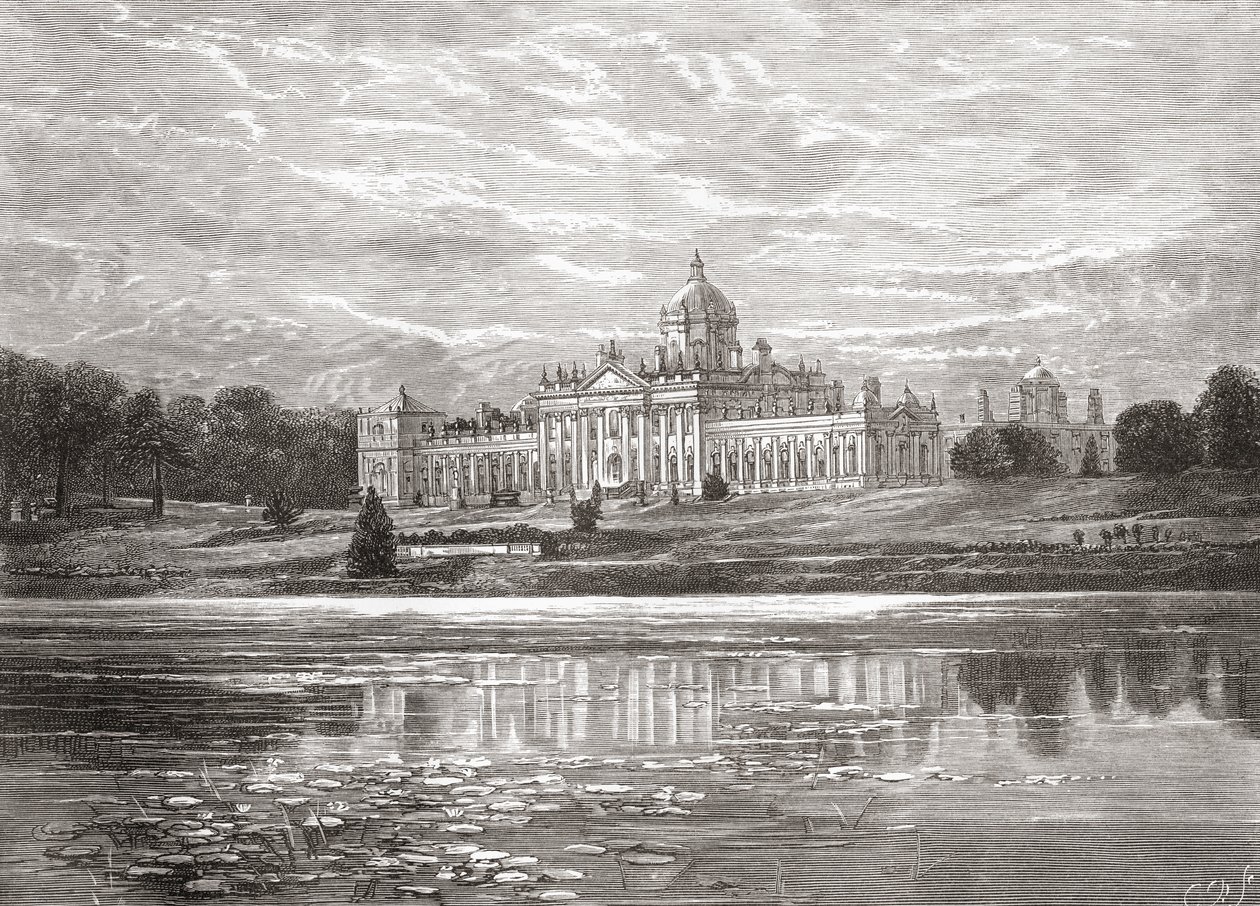 La facciata sud di Castle Howard, North Yorkshire, Inghilterra, alla fine del XIX secolo, da 