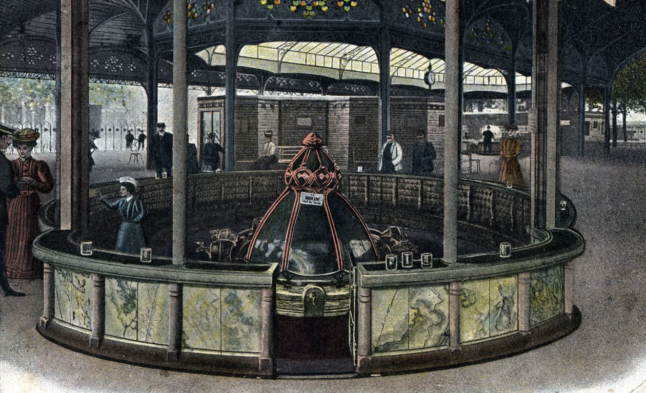 Turismo termale: la fonte della Sainte Grille a Vichy, Allier 1905 ca. (turismo termale: la fonte Sainte-Grille a Vichy, Francia) da Unbekannter Künstler