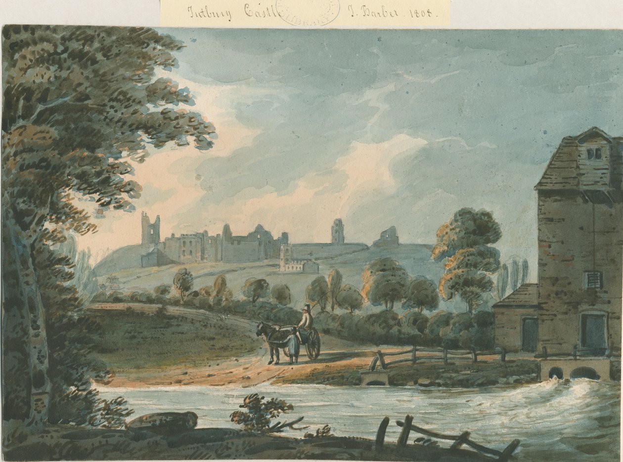 Castello di Tutbury - Vista sud-est: acquerello, 1808 da Unbekannt