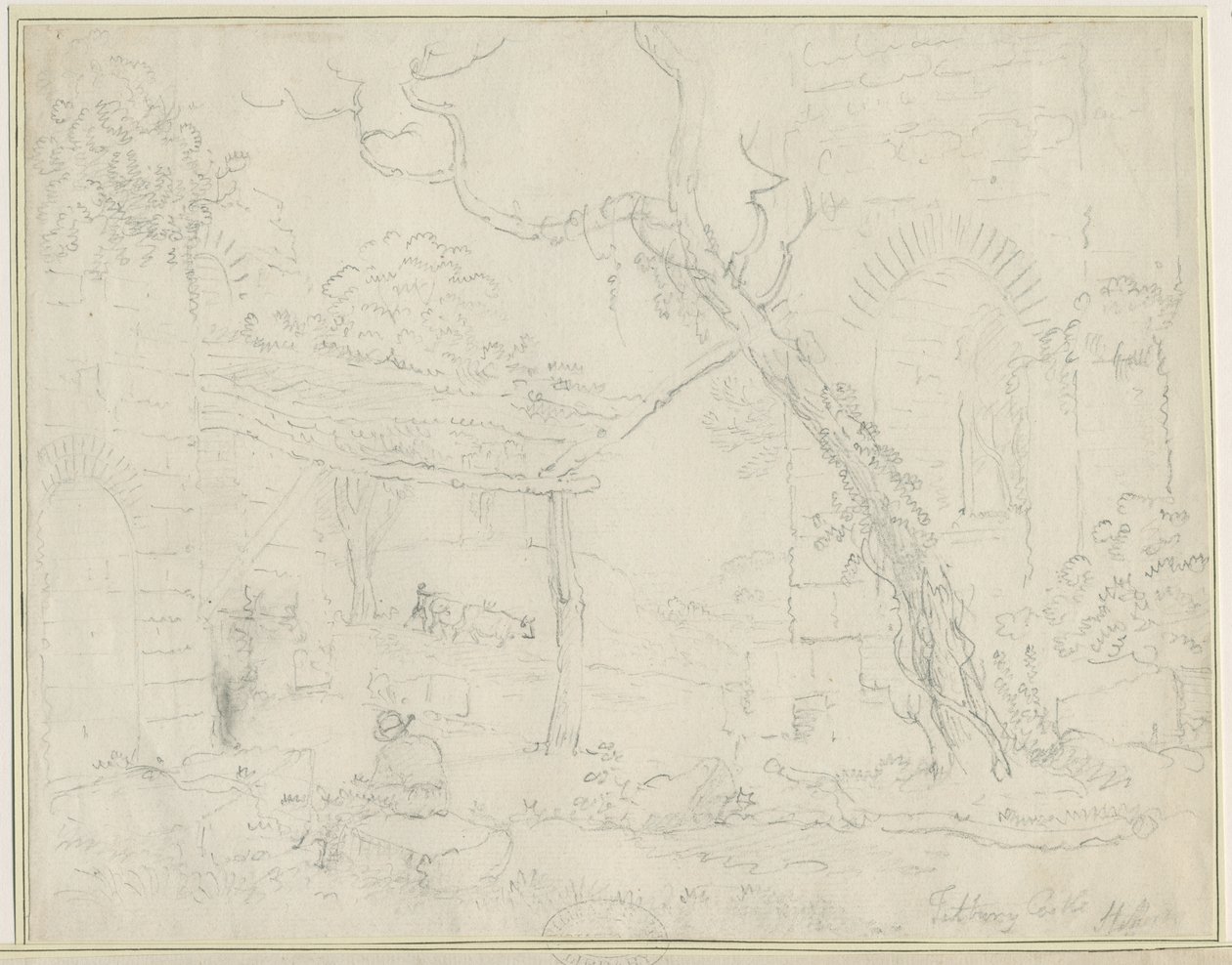 Castello di Tutbury: disegno a matita da Unbekannt