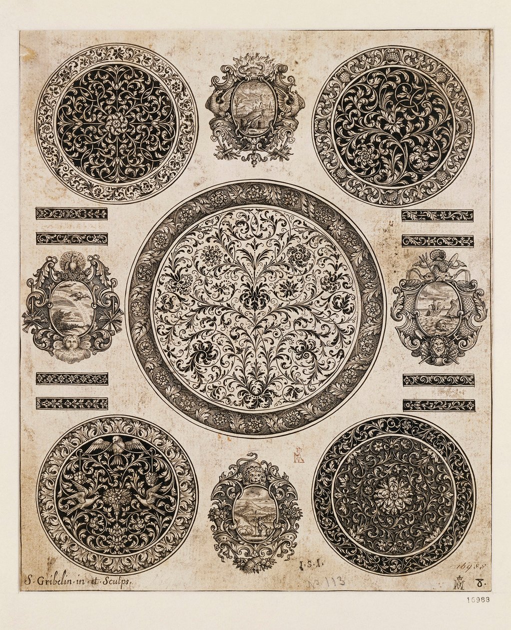Regno Unito, Londra, Studio per disegno ornamentale su cassa di orologio da Benjamin Baud