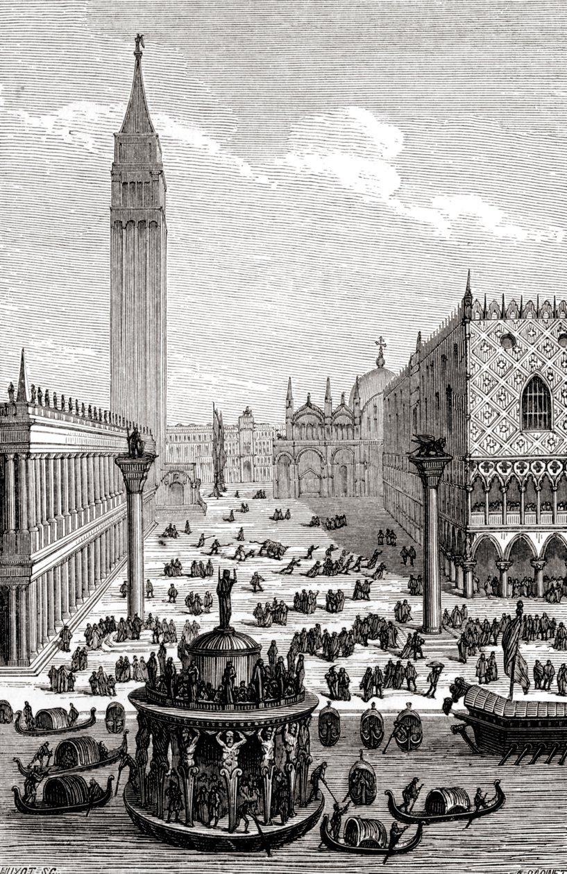 Venezia - Piazza San Marco con cattedrale e gondole da Unbekannter Künstler