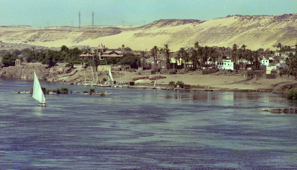 Vista sul Nilo con Faluka, Egitto, c.1979 da Unbekannter Künstler