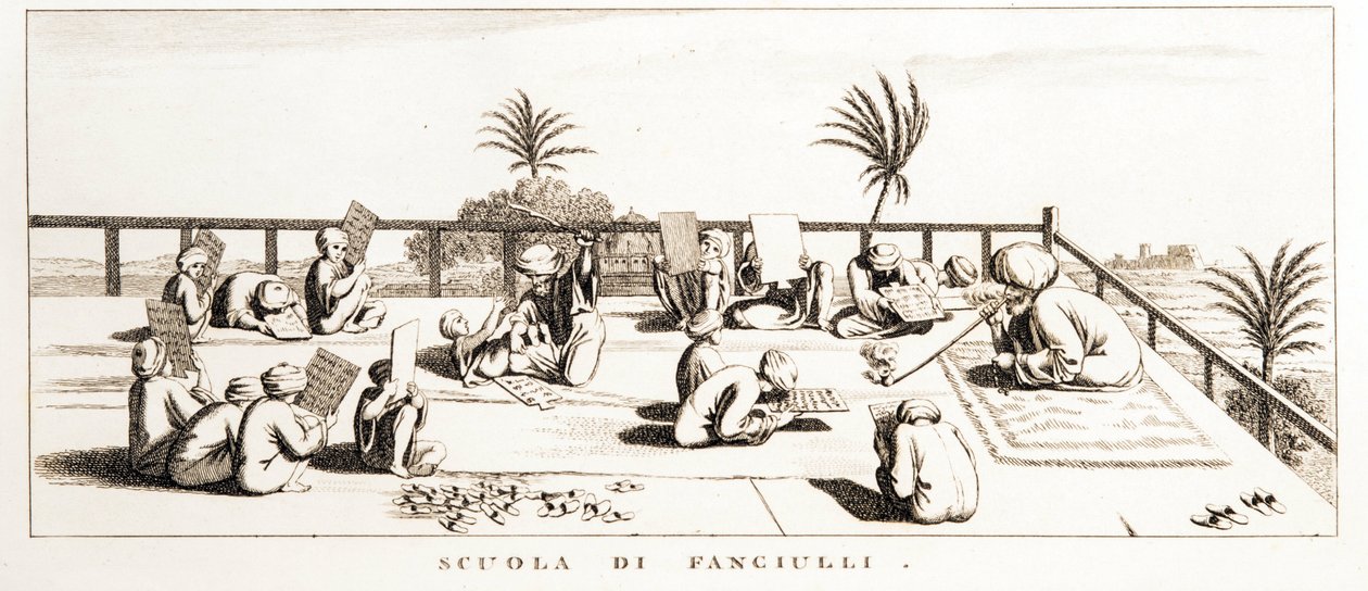 Vista di una madrasa, scuola religiosa, Egitto - Illustrazione dall