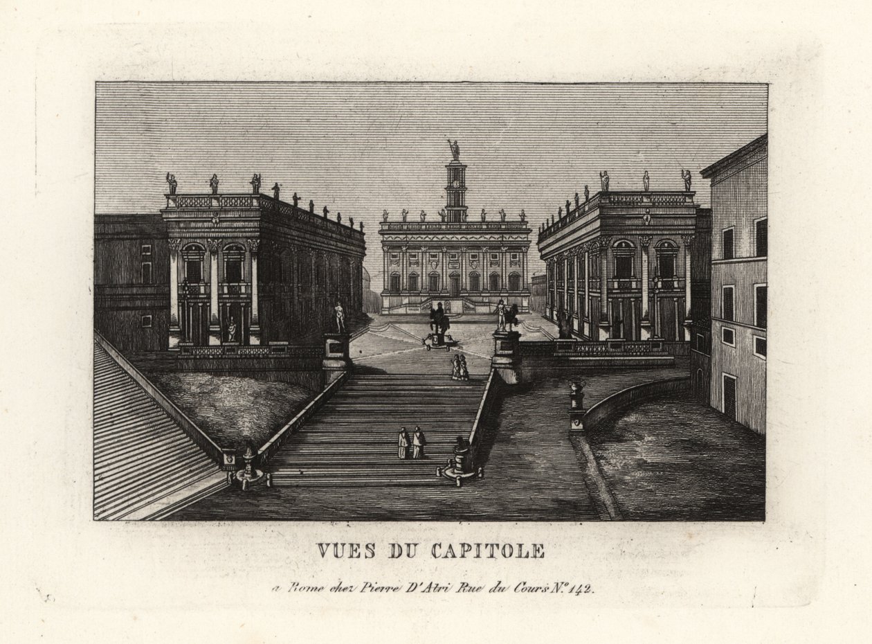 Vista del Campidoglio. Piazza del Campidoglio, Palazzo Senatorio, Roma da Unbekannt