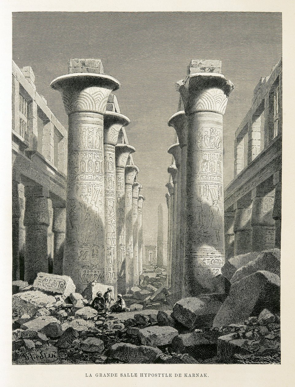 Veduta della Grande Sala Ipostila a Karnak, Egitto - Illustrazione dall