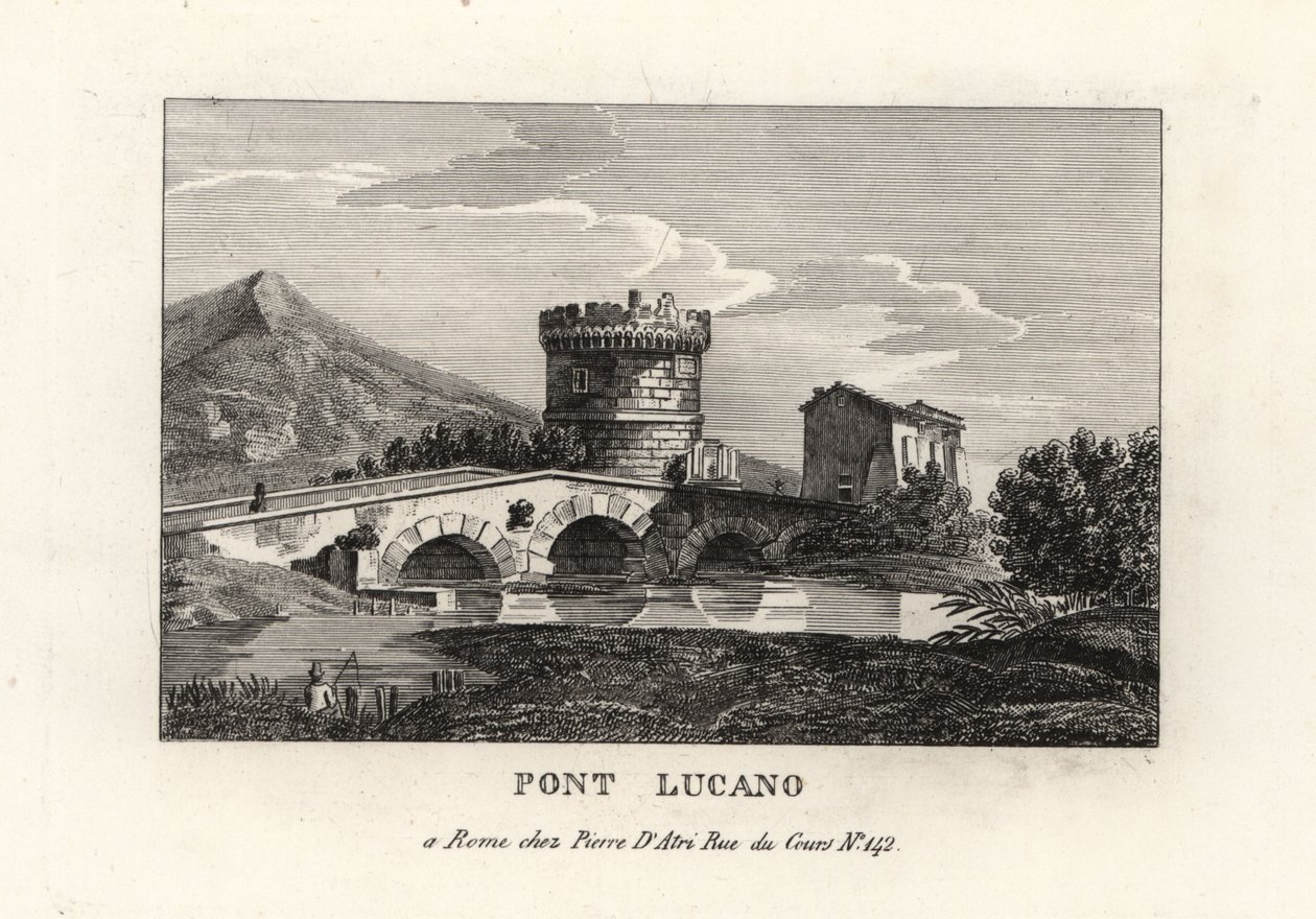Veduta del Ponte Lucano e del Mausoleo di Plautii, sulla strada per Tivoli da Unbekannt