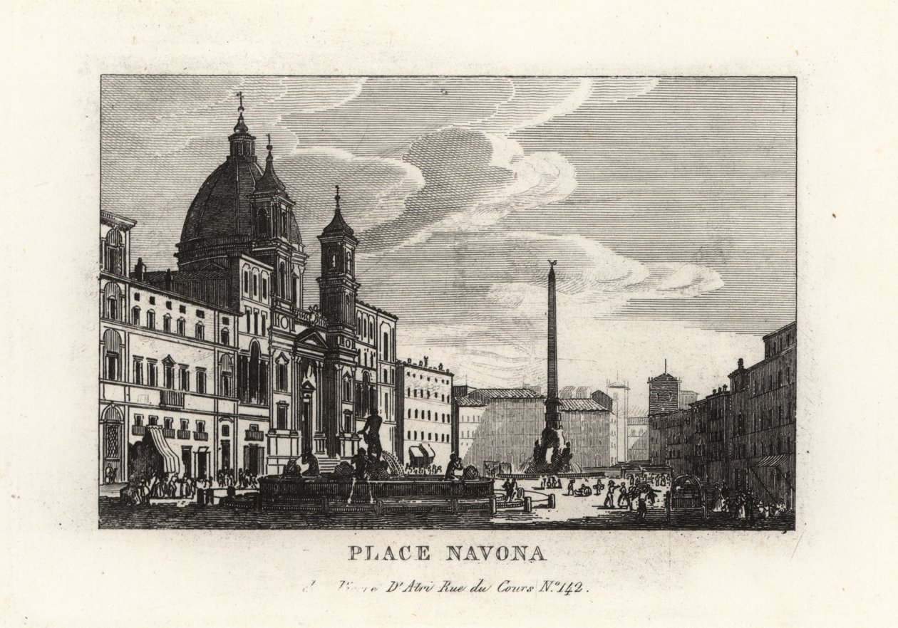 Veduta di Piazza Navona, con la fontana, l