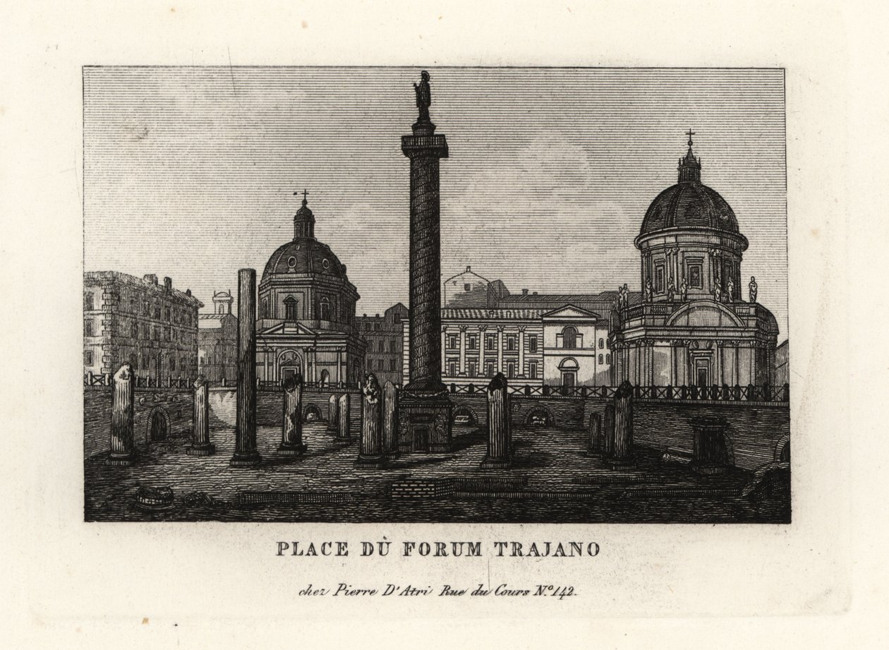 Veduta della Piazza del Foro di Traiano con la Colonna Traiana, Roma da Unbekannt