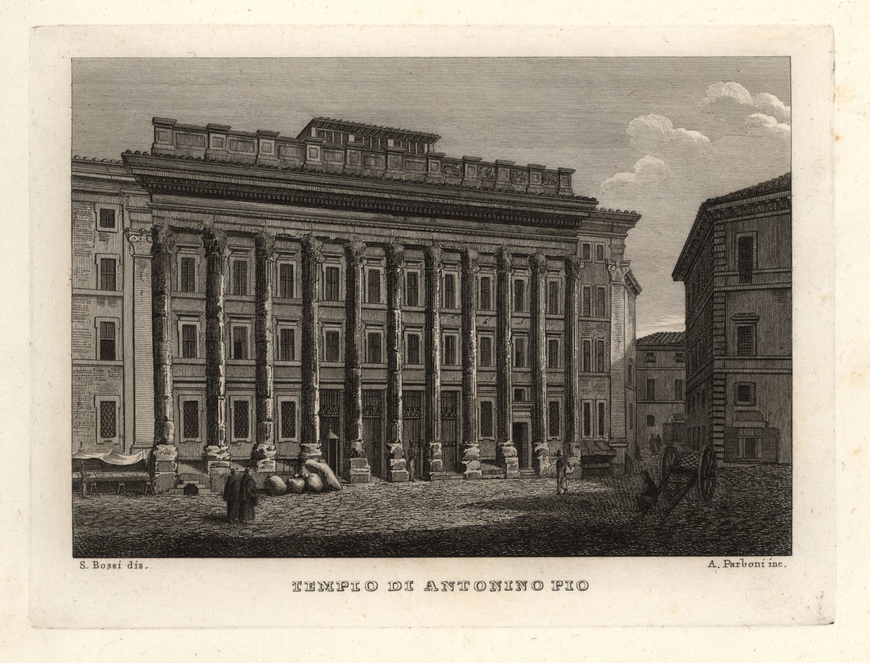 Veduta del Tempio di Antonino e Faustina, Tempio di Antonino Pio, Roma da Unbekannt