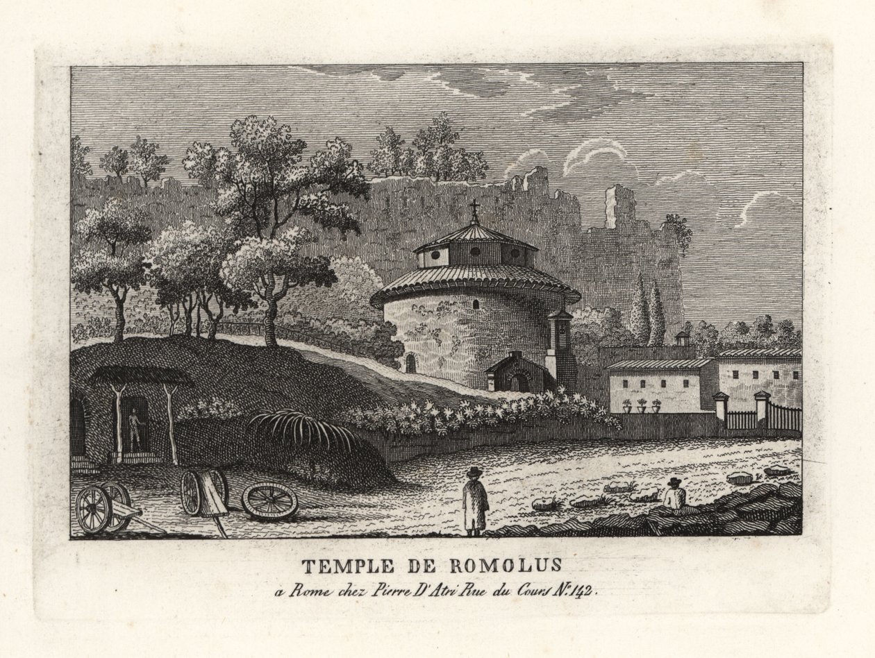 Veduta del Tempio di Romolo, basilica dei Santi Cosma e Damiano, Foro, Roma da Unbekannt