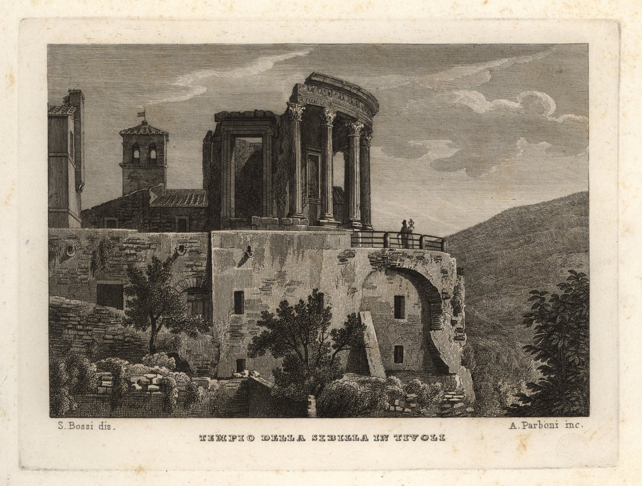 Veduta del Tempio della Sibilla a Tivoli, Tempio della Sibilla a Tivoli da Unbekannt