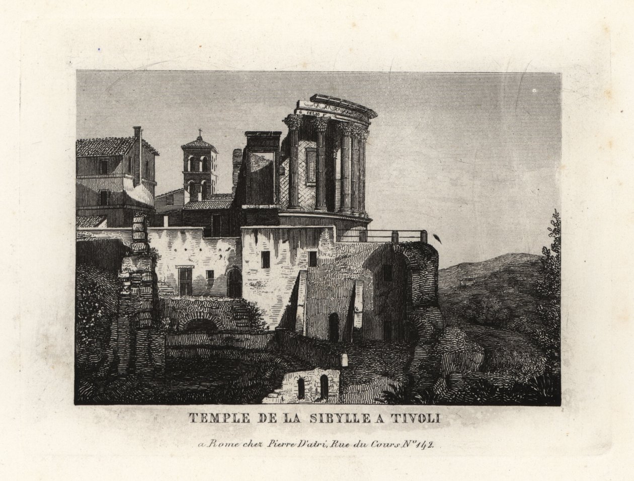 Vista del Tempio della Sibilla o Tempio di Vesta a Tivoli da Unbekannt