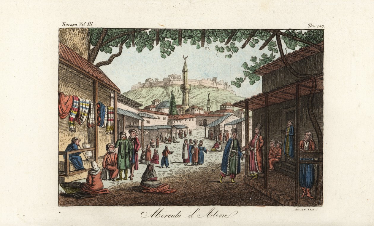 Veduta del mercato o bazar di Atene da Unbekannt
