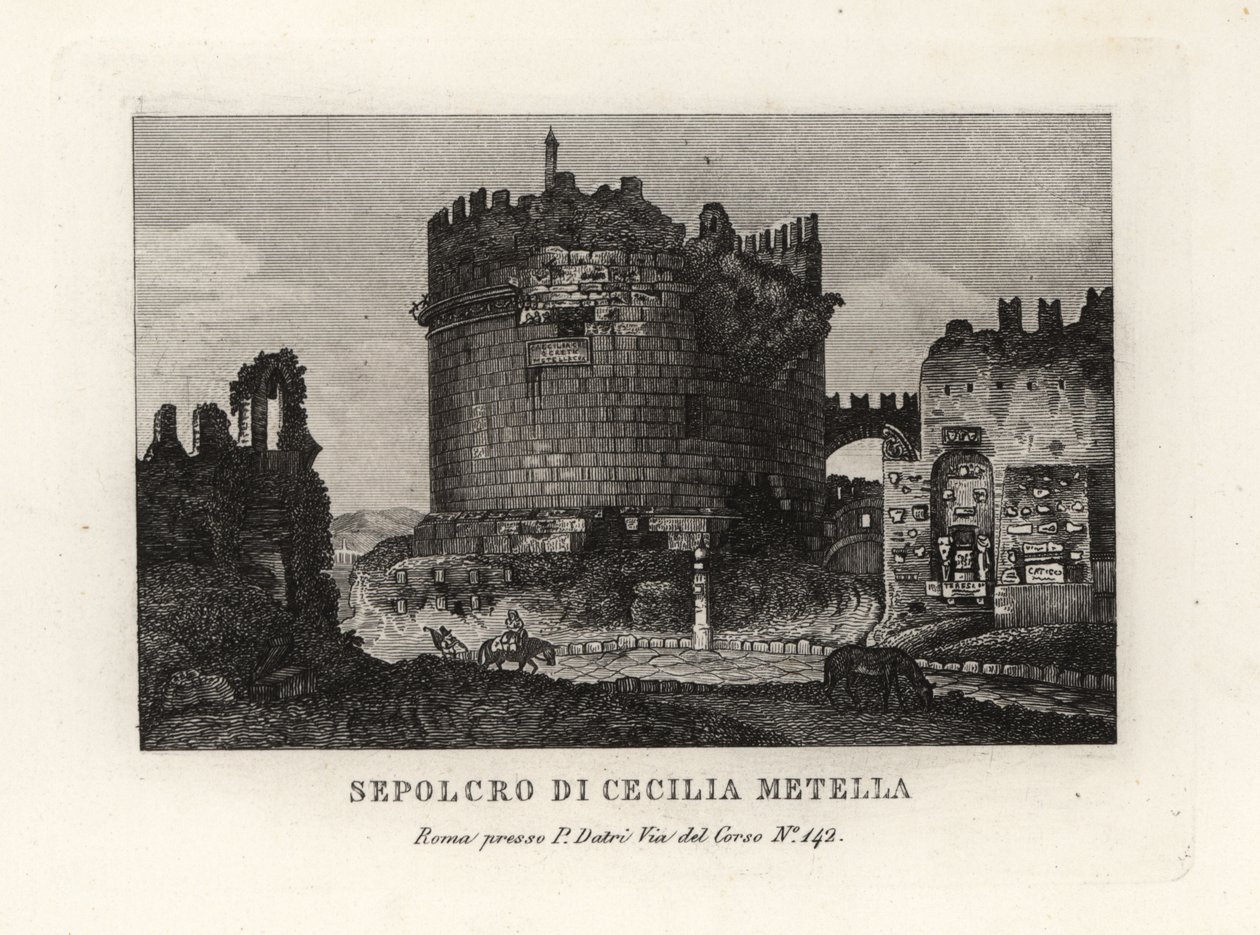 Vista della rovina della Tomba di Cecilia Metella, Roma da Unbekannt