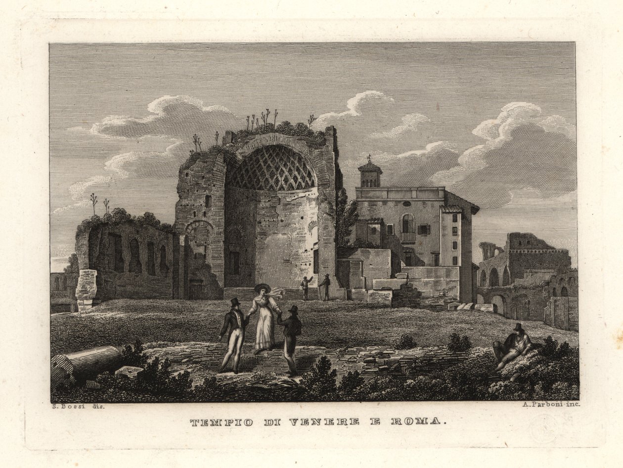 Veduta delle rovine del Tempio di Venere e Roma, Roma da Unbekannt