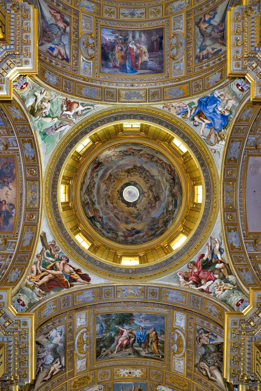 Vista del transetto, soffitto con i pennacchi e la cupola, Sant