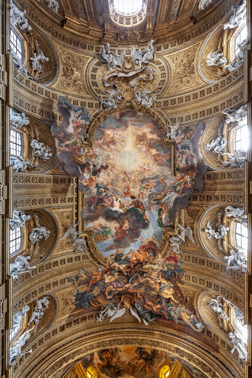 Vista della volta della navata con "Il Trionfo nel Nome di Gesù", Chiesa del Gesù, Roma, Italia da Unbekannter Künstler