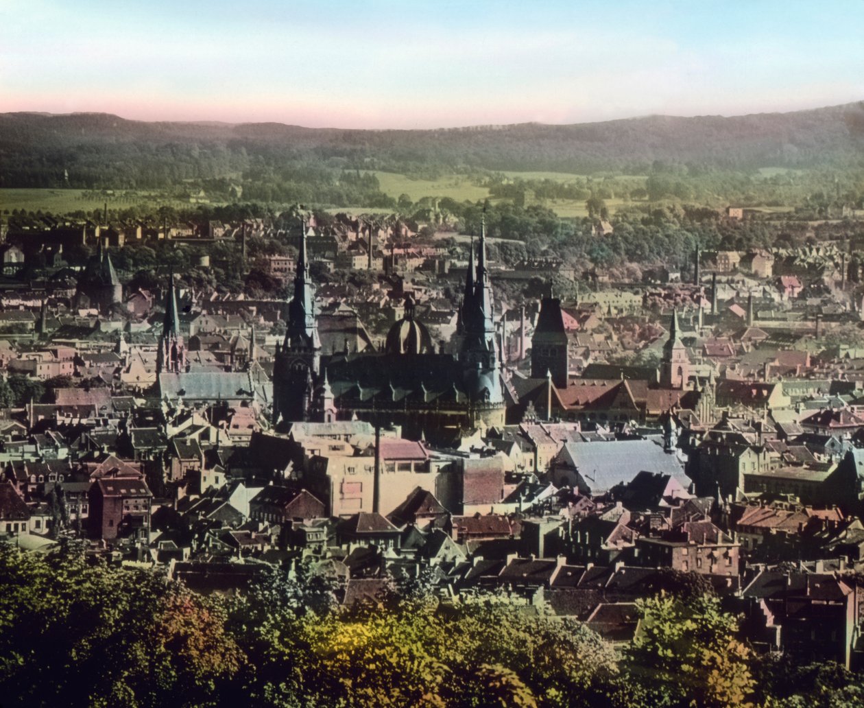 Vista sulla città di Aquisgrana con la sua cattedrale da Unbekannter Künstler