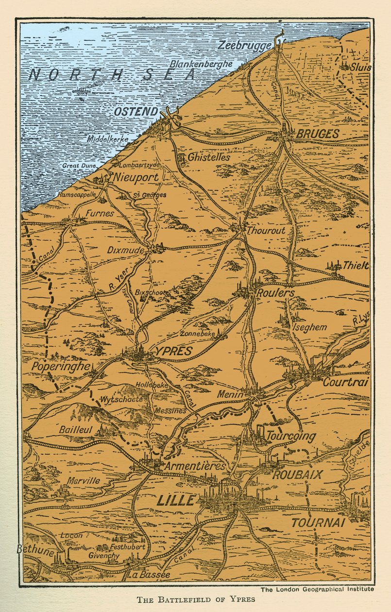 Campo di battaglia della Prima Guerra Mondiale a Ypres da Unbekannter Künstler