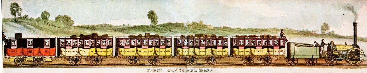 Vagoni per passeggeri di prima classe, Ferrovia Liverpool-Manchester da Unbekannter Künstler