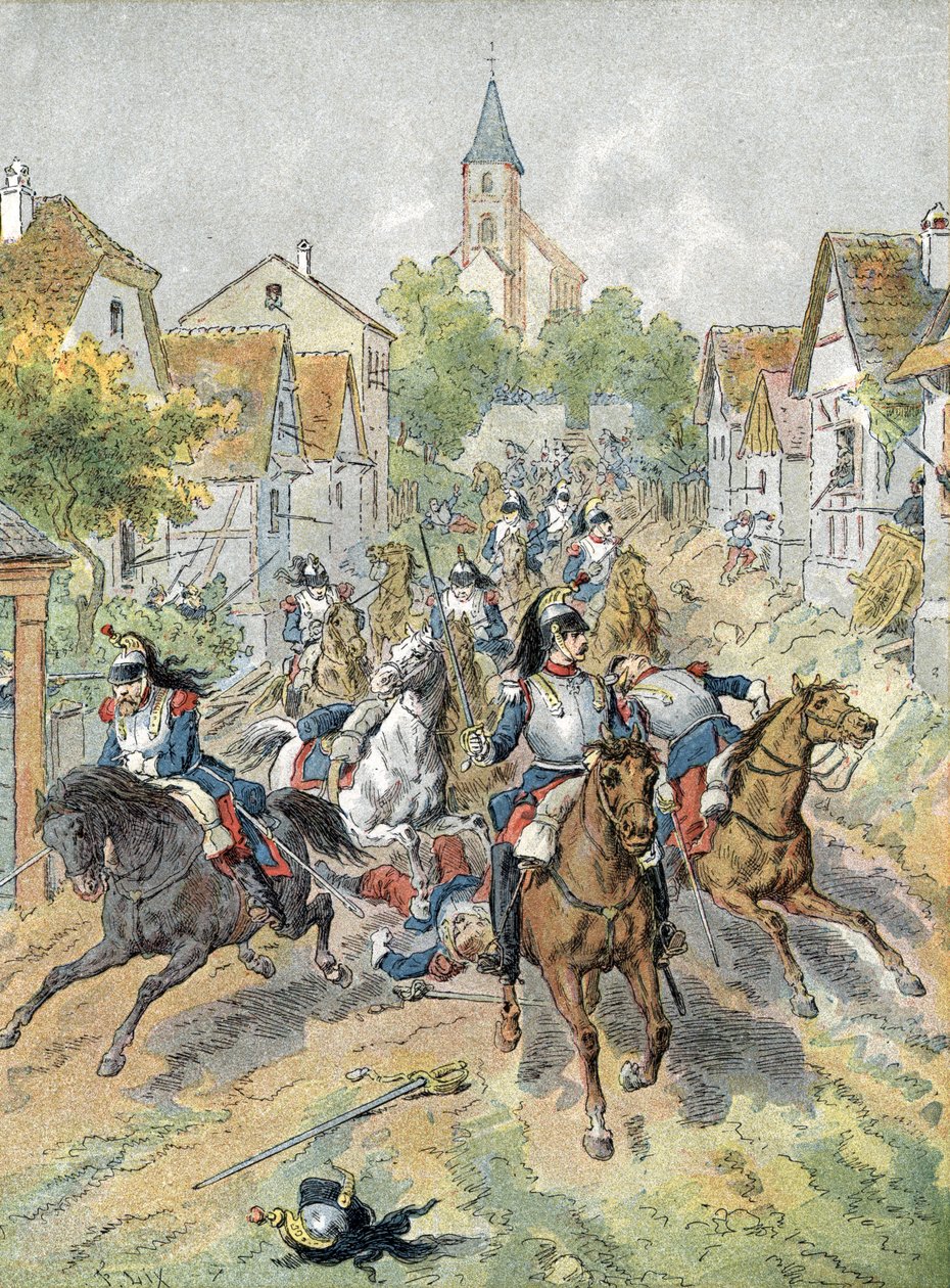 Guerra del 1870: carica dei corazzieri durante la Battaglia di Froeschwiller-Woerth (1870) da Unbekannter Künstler