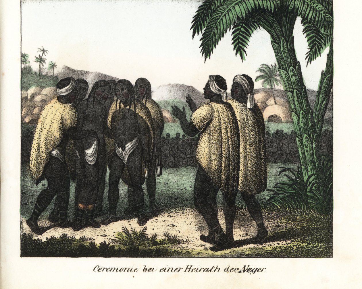 Cerimonia di matrimonio in una tribù del Senegal. Litografia per il libro: “Galerie complete en tableaux fideles des peuples d