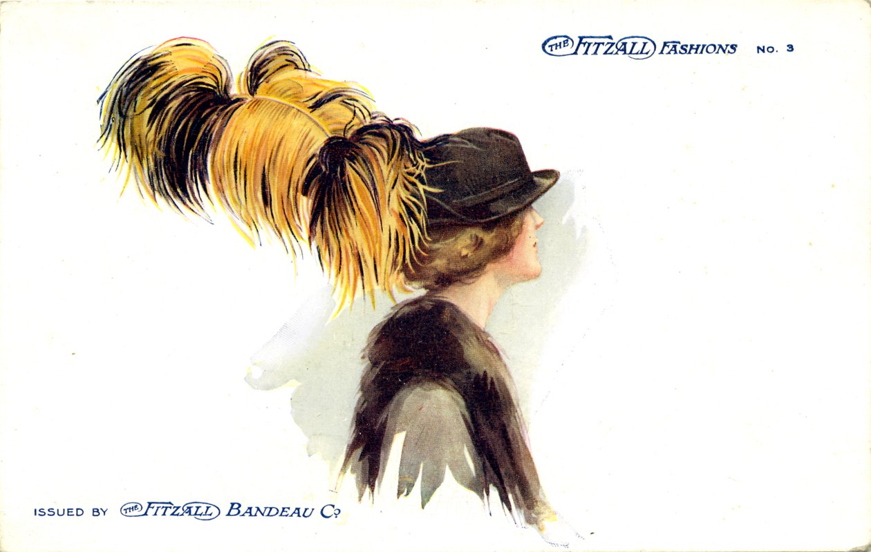Donna con cappello con piuma di struzzo da Unbekannter Künstler