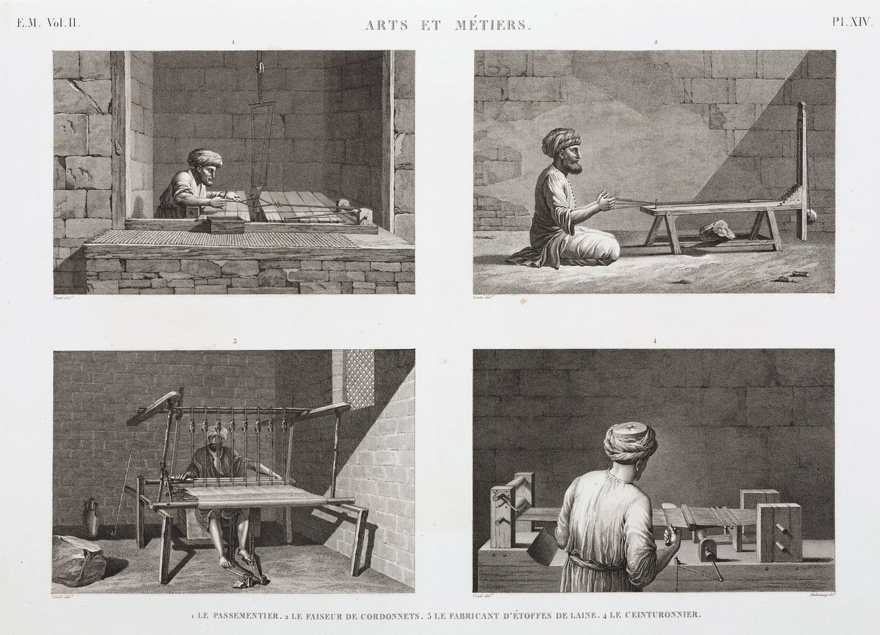 Lana e pettinato, tessitura, Egitto, c 1798 da Unbekannt