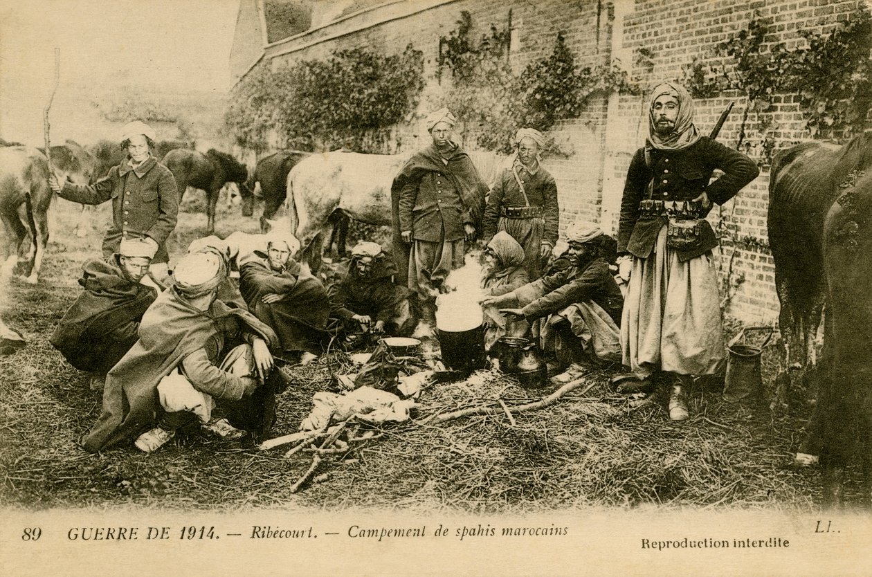 Prima Guerra Mondiale: Accampamento degli Spahis marocchini da Unbekannter Künstler