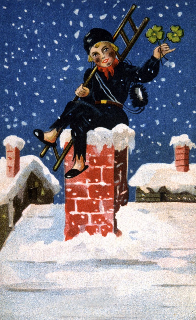 Giovane spazzacamino con trifoglio per buona fortuna, c. 1920 da Unbekannter Künstler