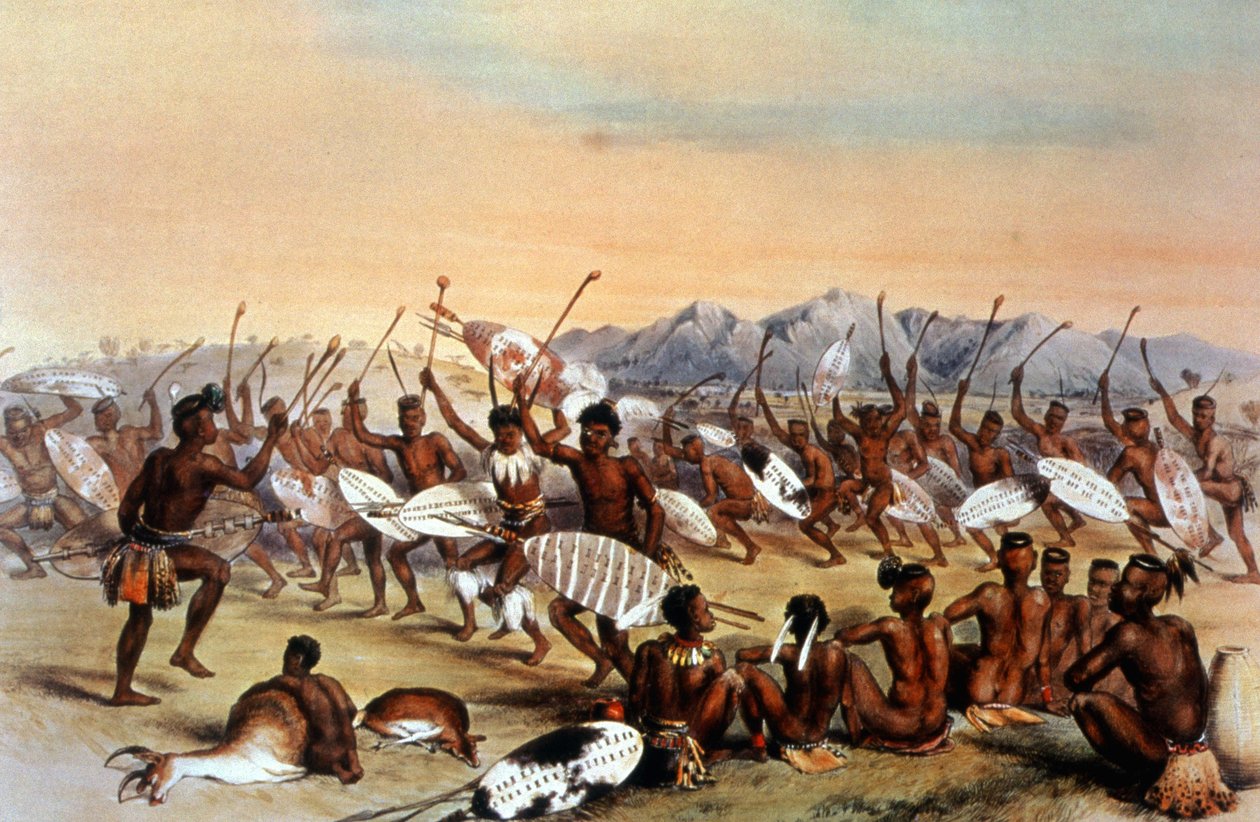 Danza di caccia Zulu, c.1848-1849 da Unbekannter Künstler