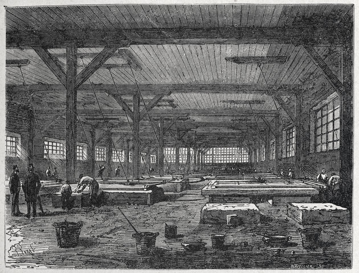 Fabbrica di vetro: produzione di uno specchio, c.1880 da Unbekannter Künstler