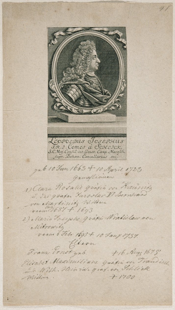 Il feldmaresciallo Leopold Joseph von Schlik da Unbekannter Stecher