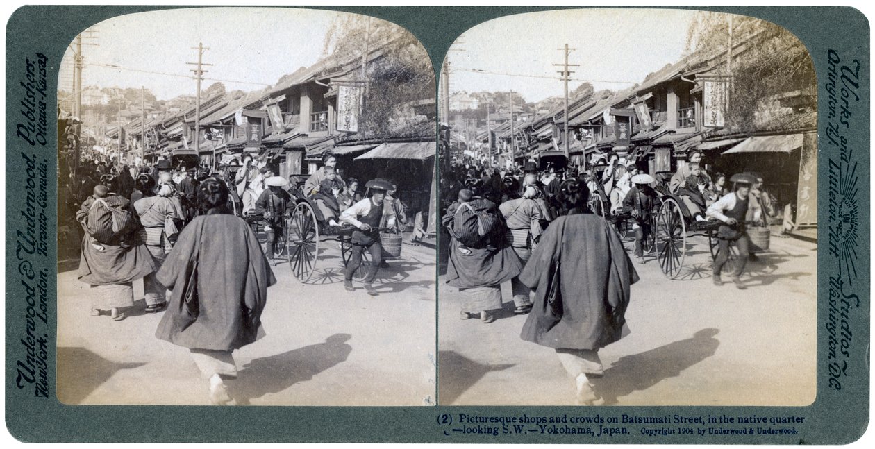 Via Batsumati, Yokohama, Giappone, 1904 da Underwood and Underwood
