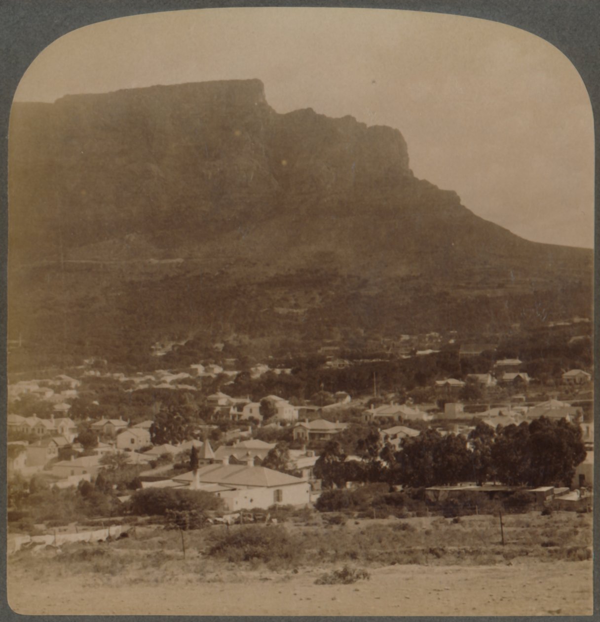 Città del Capo e Table Mountain, ovest dal piede di Signal Hill, Sudafrica, 1902 da Underwood and Underwood