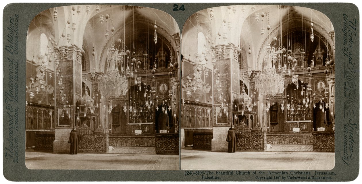 Chiesa dei cristiani armeni, Gerusalemme, Palestina, 1897 da Underwood and Underwood