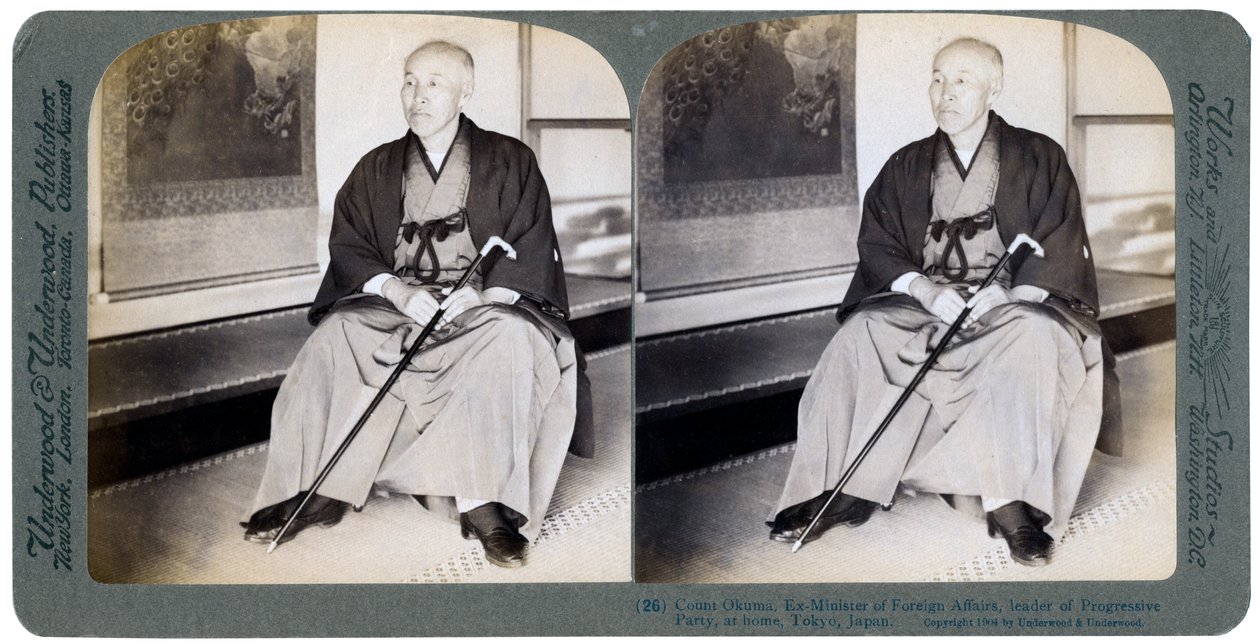 Conte Okuma, ex-Ministro degli Affari Esteri, leader del Partito Progressista, Tokyo, Giappone, 1904 da Underwood and Underwood