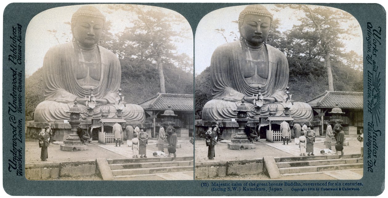Grande Buddha di bronzo, Kamakura, Giappone, 1904 da Underwood and Underwood