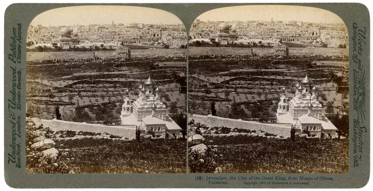 Gerusalemme, vista dal Monte degli Ulivi, Palestina, 1901 da Underwood and Underwood