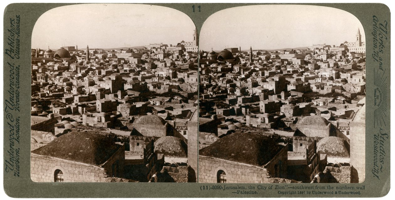 Gerusalemme, vista dal muro settentrionale, Palestina da Underwood and Underwood