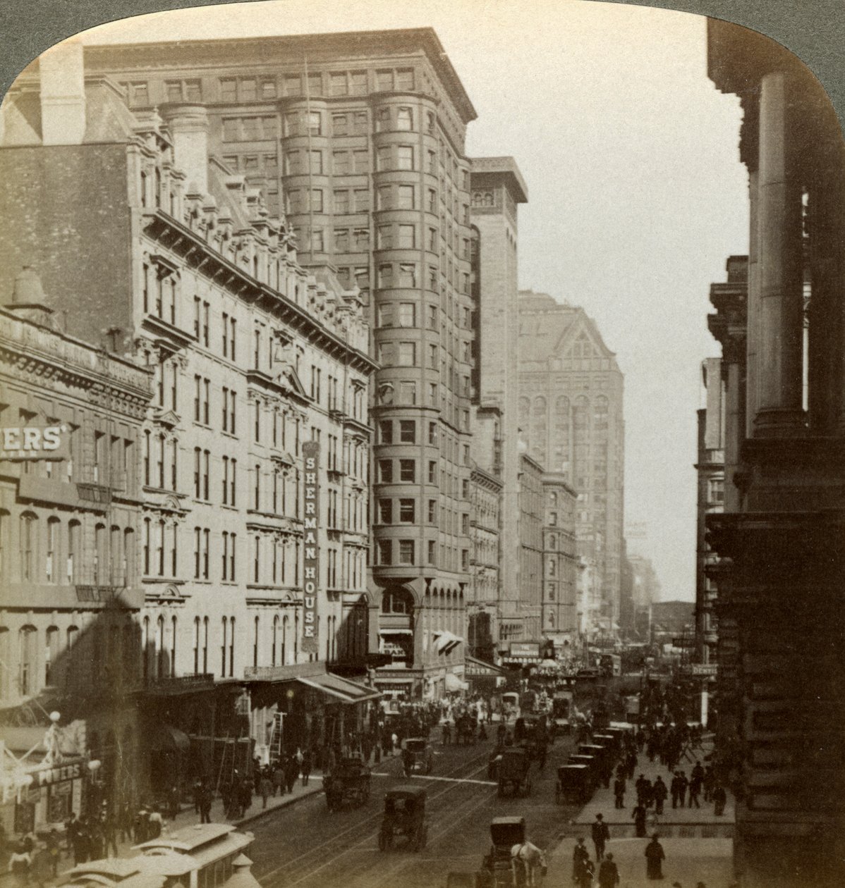 Grattacieli, Randolph Street, Chicago, Illinois, USA, fine XIX secolo da Underwood and Underwood