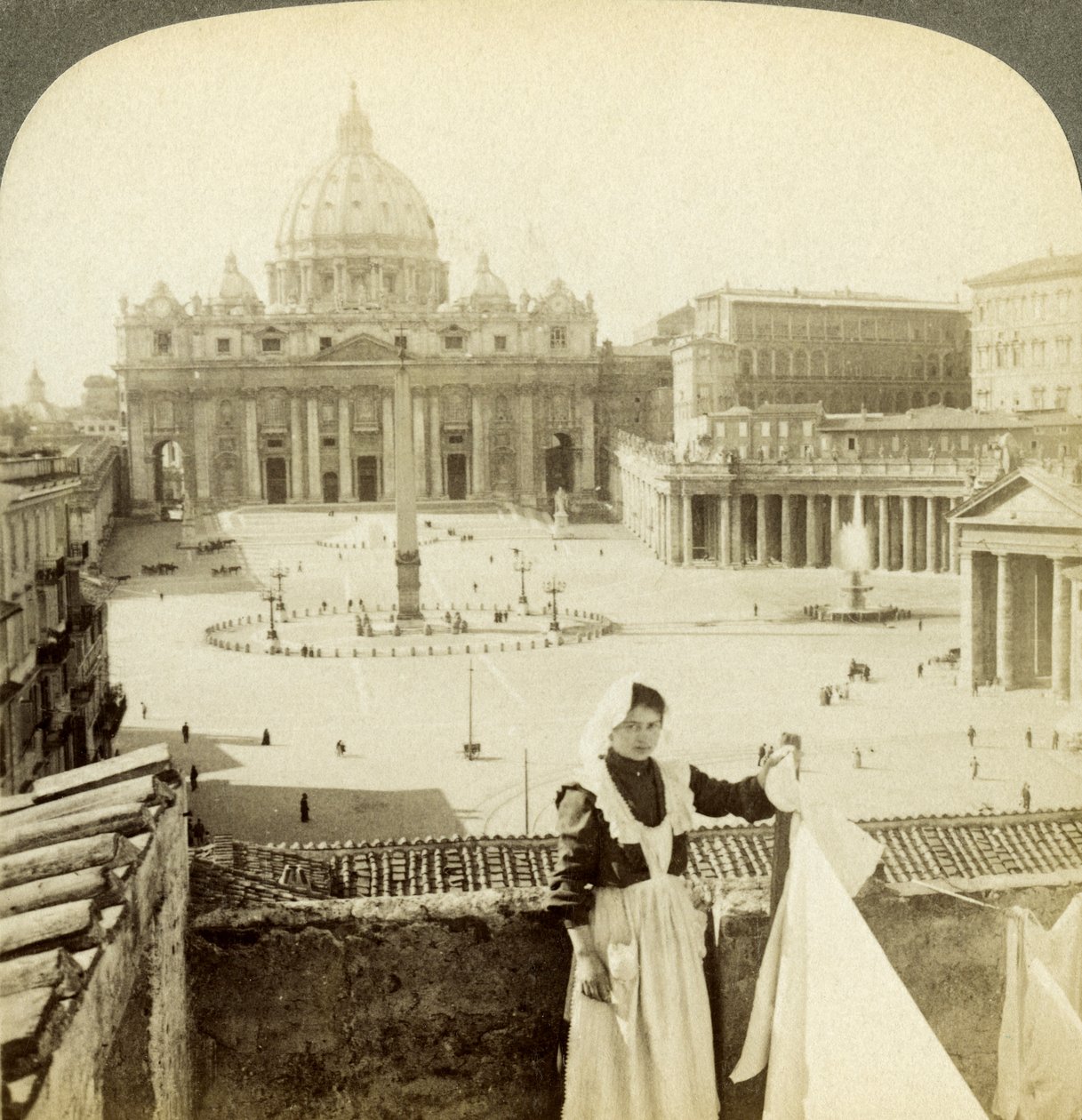 Piazza San Pietro e Basilica e il Vaticano, Roma, Italia da Underwood and Underwood