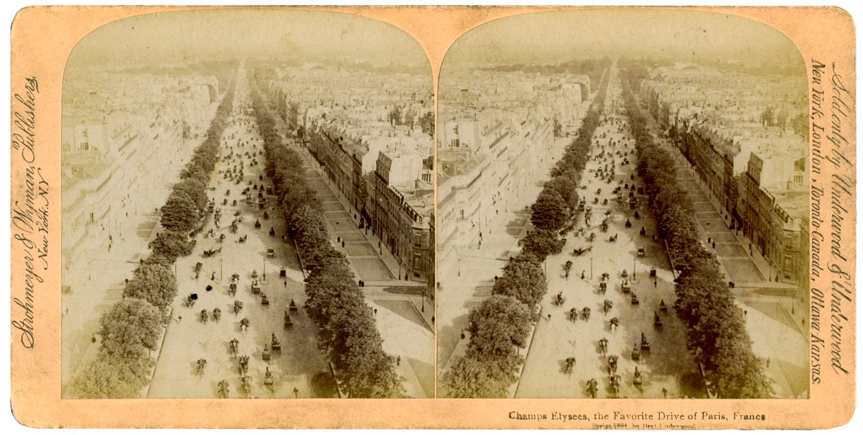 Gli Champs Elysees, Parigi, Francia da Underwood and Underwood